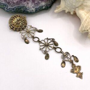 Norwegian Norway Wedding SØLJE' Long Pin Brooch 830 Silver Light Gold Color J848